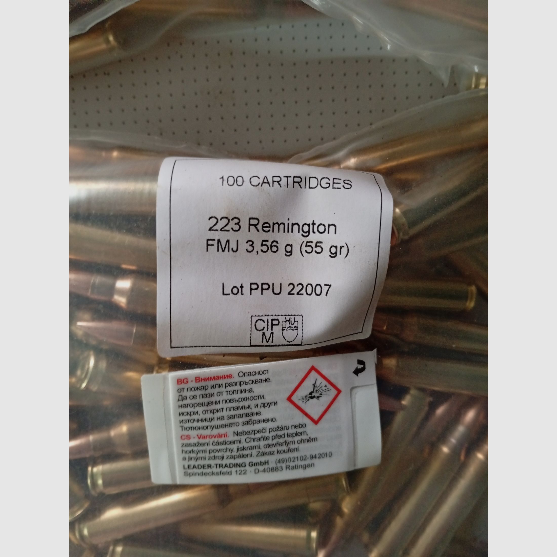 PPU .223REM. 55grs. Confezione Bulk da 100 pezzi