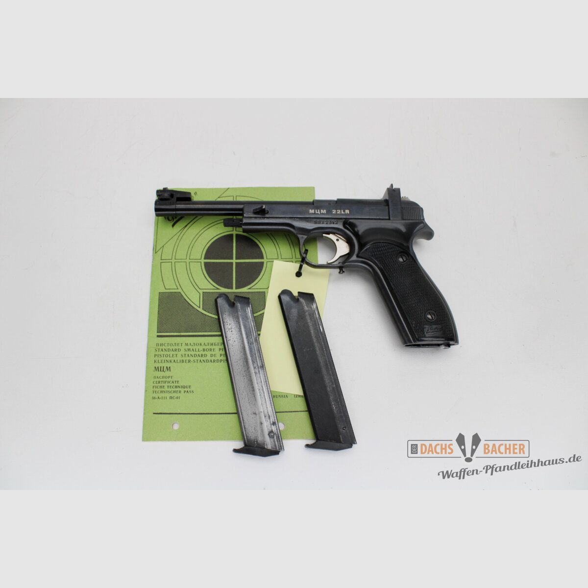 Pistolet Margolin cal. .22 lfB avec 2 chargeurs