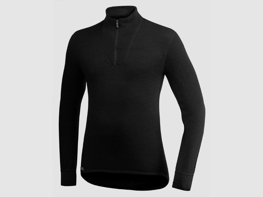 Woolpower/Ullfrotté Unterhemd Zip Turtleneck 200 / POLO Schwarz XS