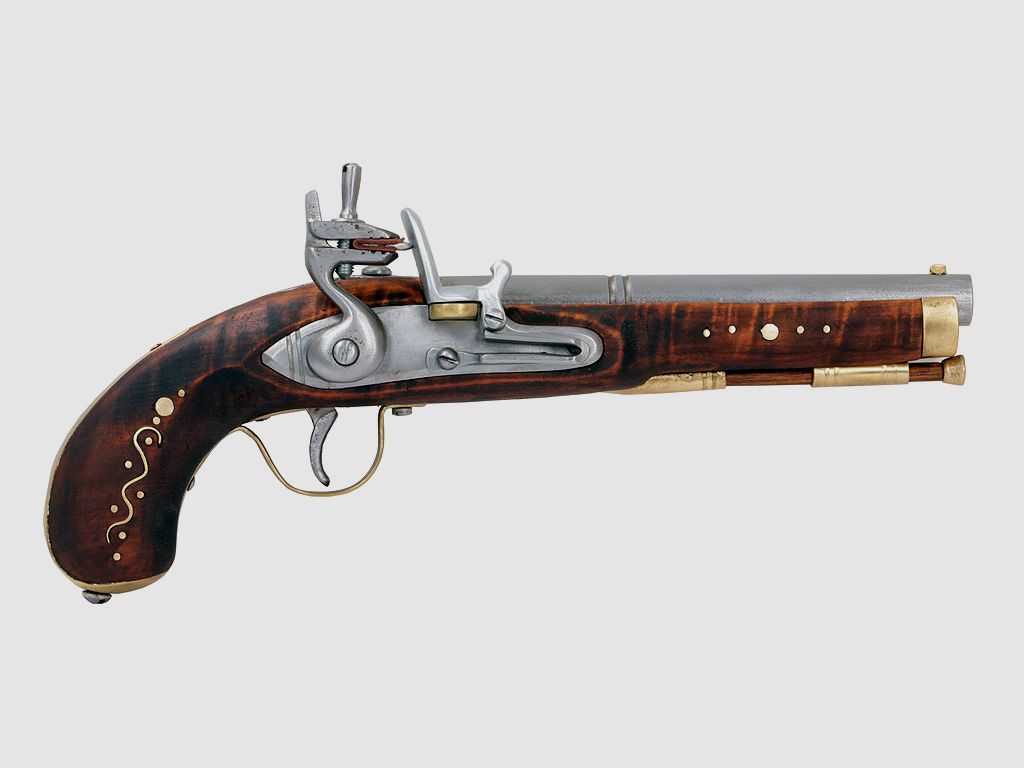 EinzelstĂĽck handgefertigte Deko Steinschloss Vorderladerpistole LĂ¤nge 38 cm