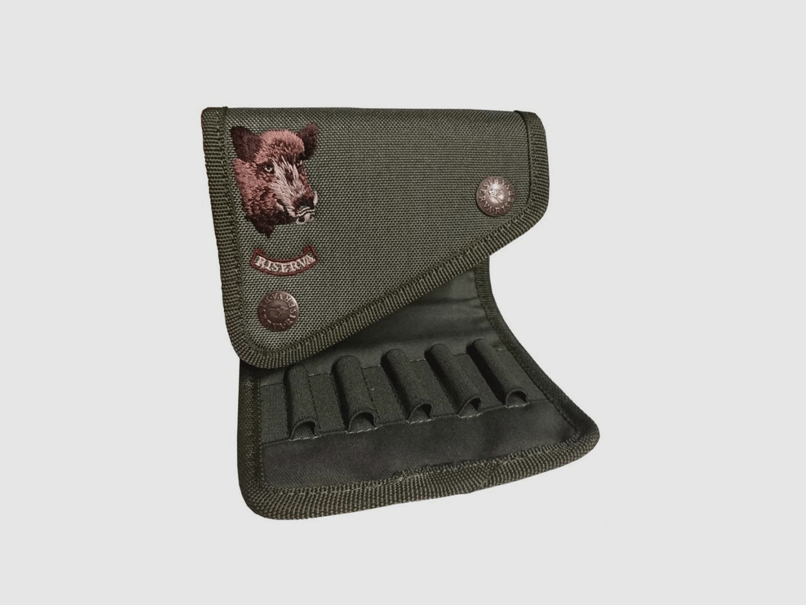RISERVA – PORTACOLPI DE 11 CELDAS CON BORDADO DE JABALÍ (CORDURA NATURAL), imagen 2 de 2
