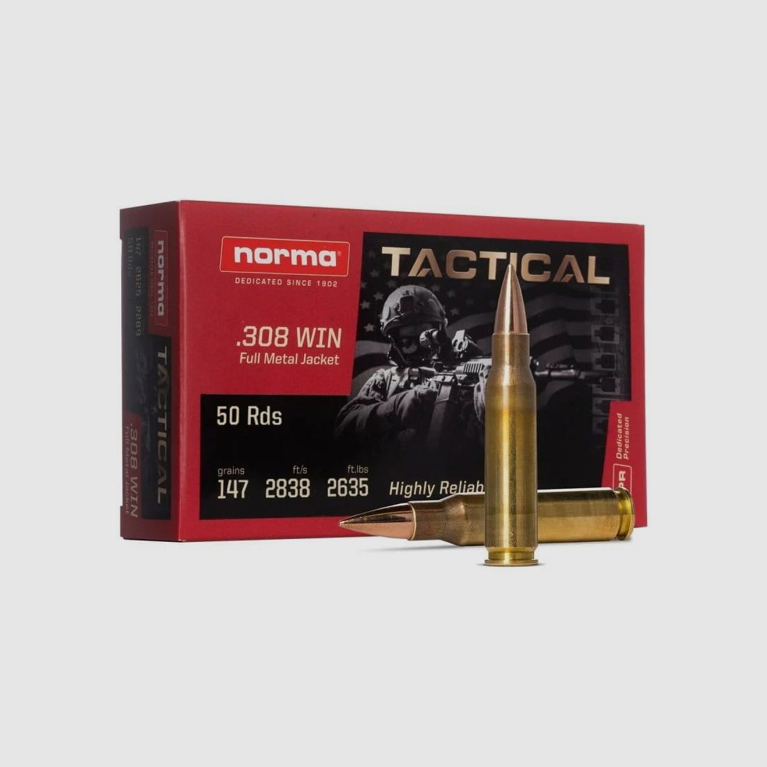 Norma .308 Win. Tactical FMJ 147 gr. - 50 Stk.