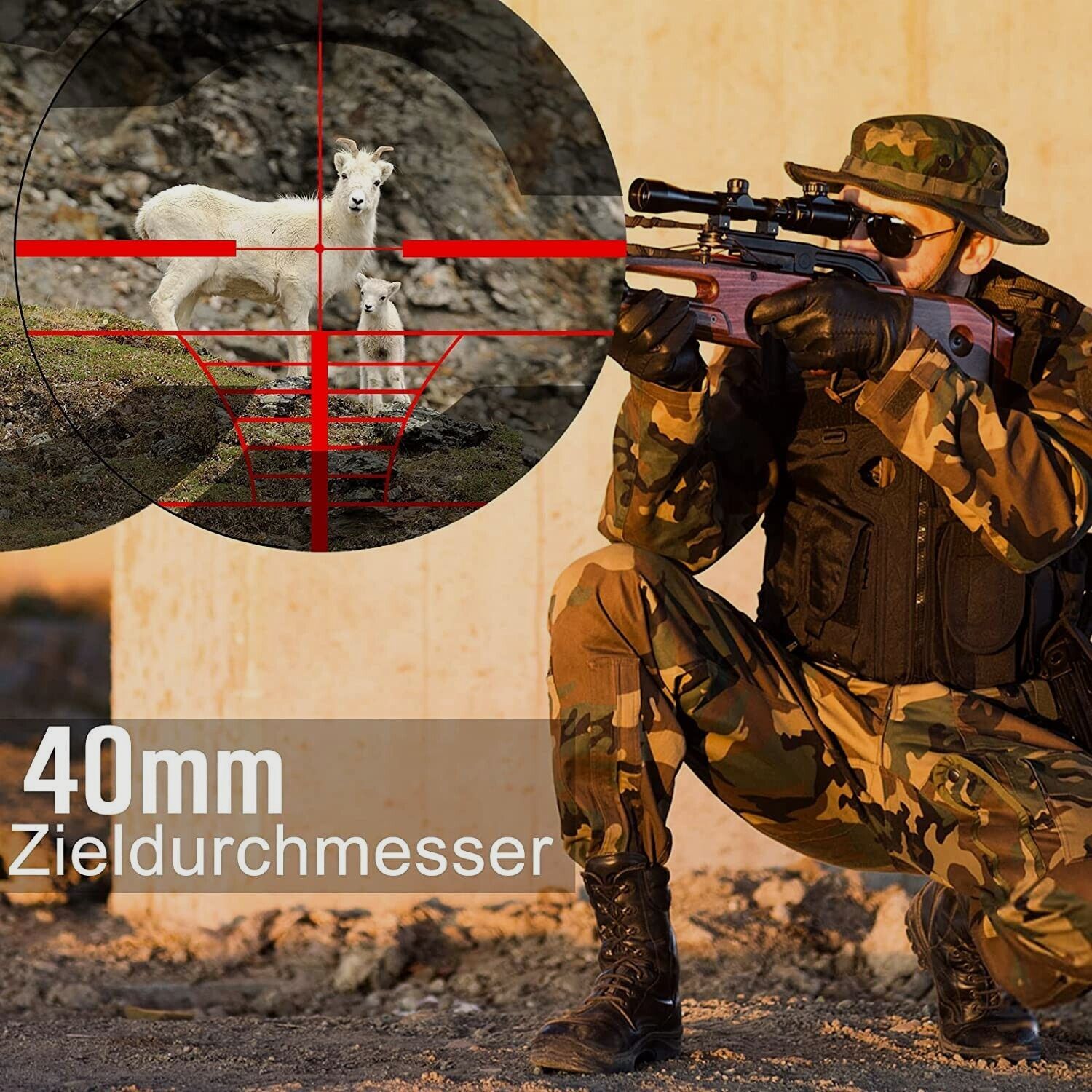 3-9 x 40 Gewehrzielfernrohre, 3 - 9 fache - Vergrößerung für Jagd, Softair