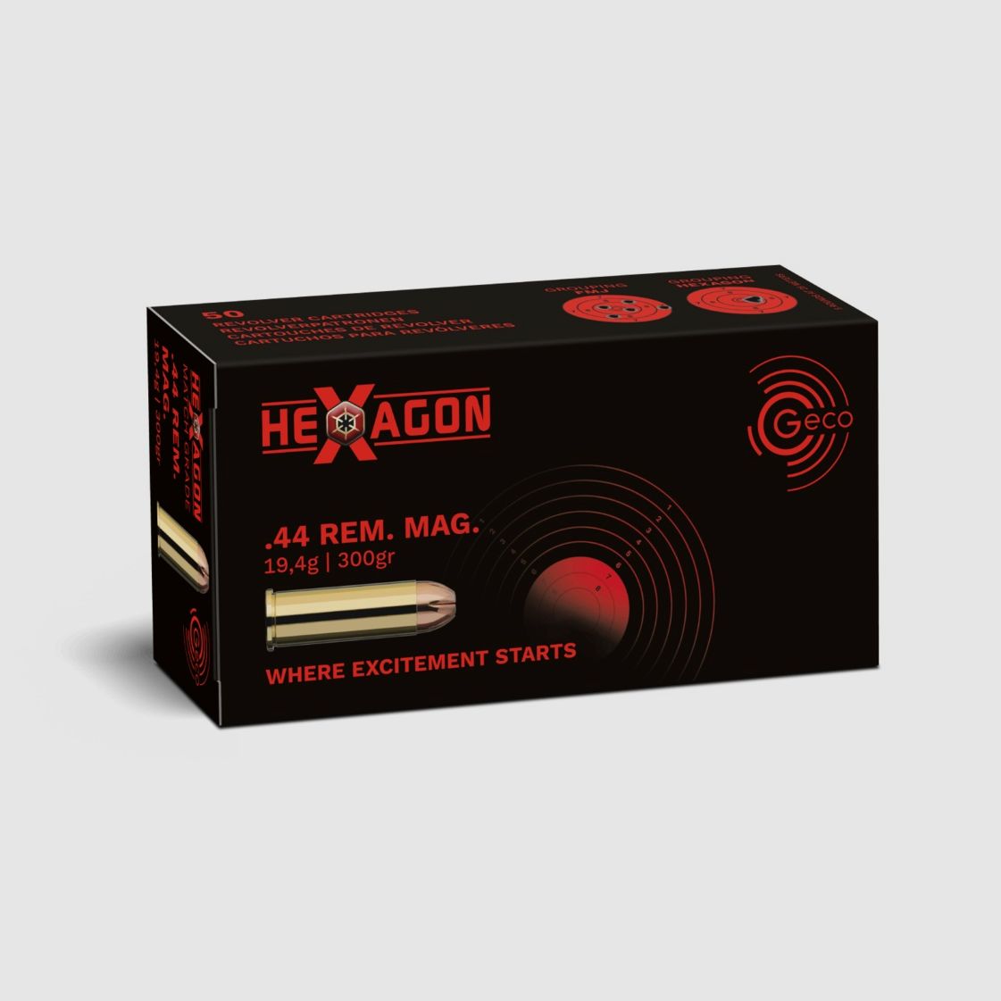 GECO Revolvermunition .44RemMag HEXAGON 50 Stk 300grs/19,4g