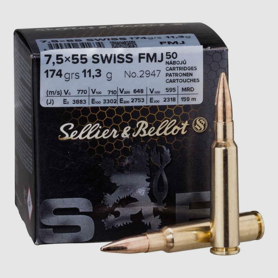 Sellier & Bellot 7,5x55 Svizzero Piena Giacca 174 gr - 50 pz.