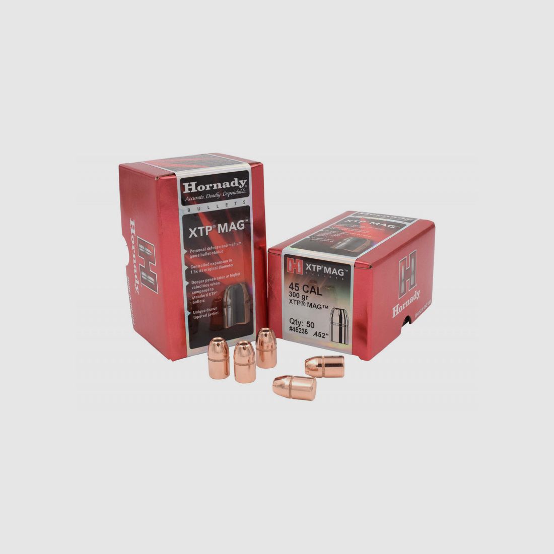 BOX MIT 50 GESCHOSSEN HORNADY 45 CAL .452 300 GRS XTP MAG