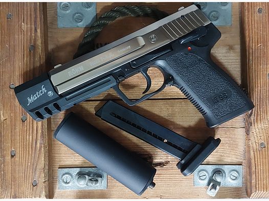⚠️ RÖHM - RG96 Chrom +MATCH-attachment and SUPPRESSOR (PTB 699) Glock RG 96 Walther