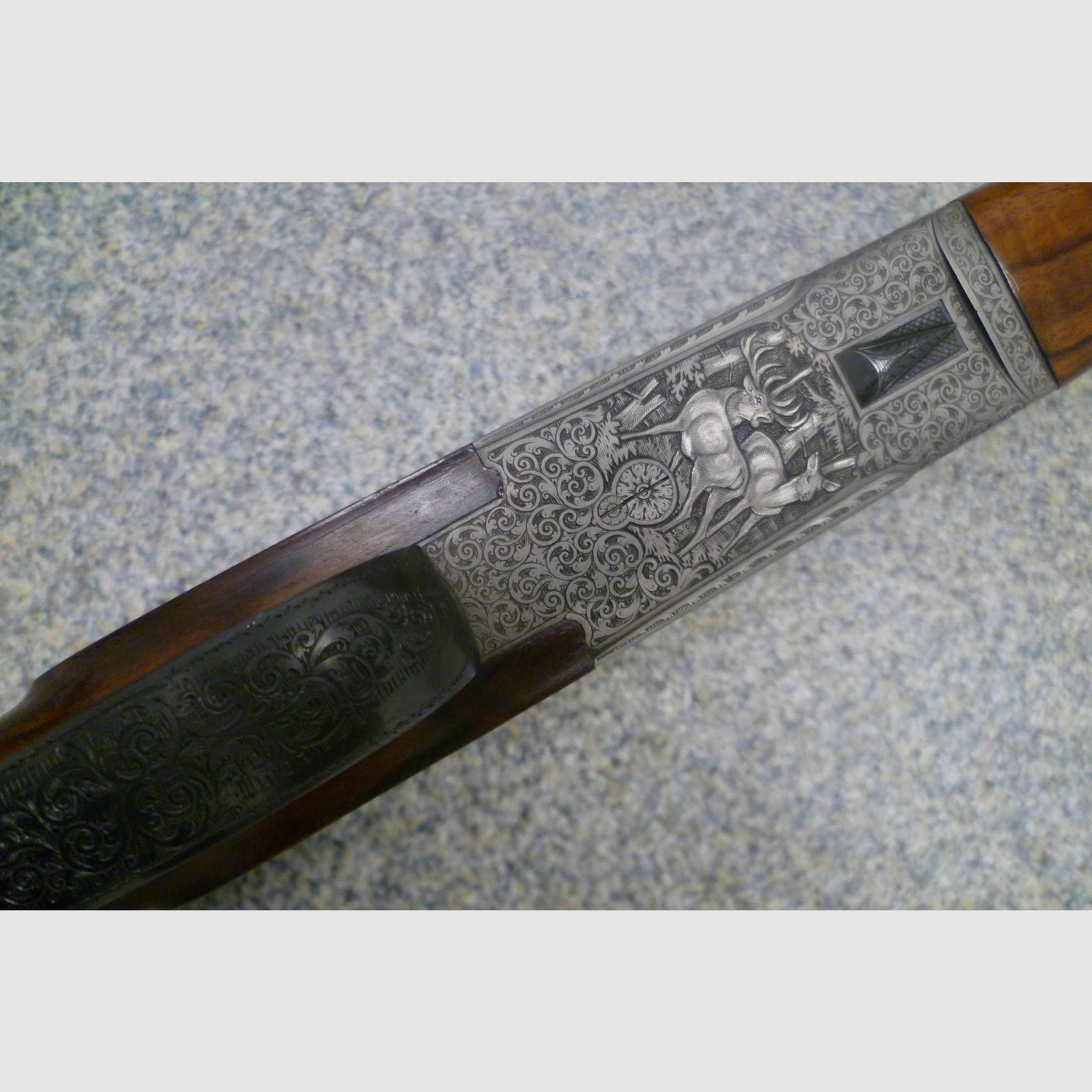 Seitenschloss - Bockdrilling Ludwig Borovnik Ferlach 16/70 & 7x65R & .22 Hornet