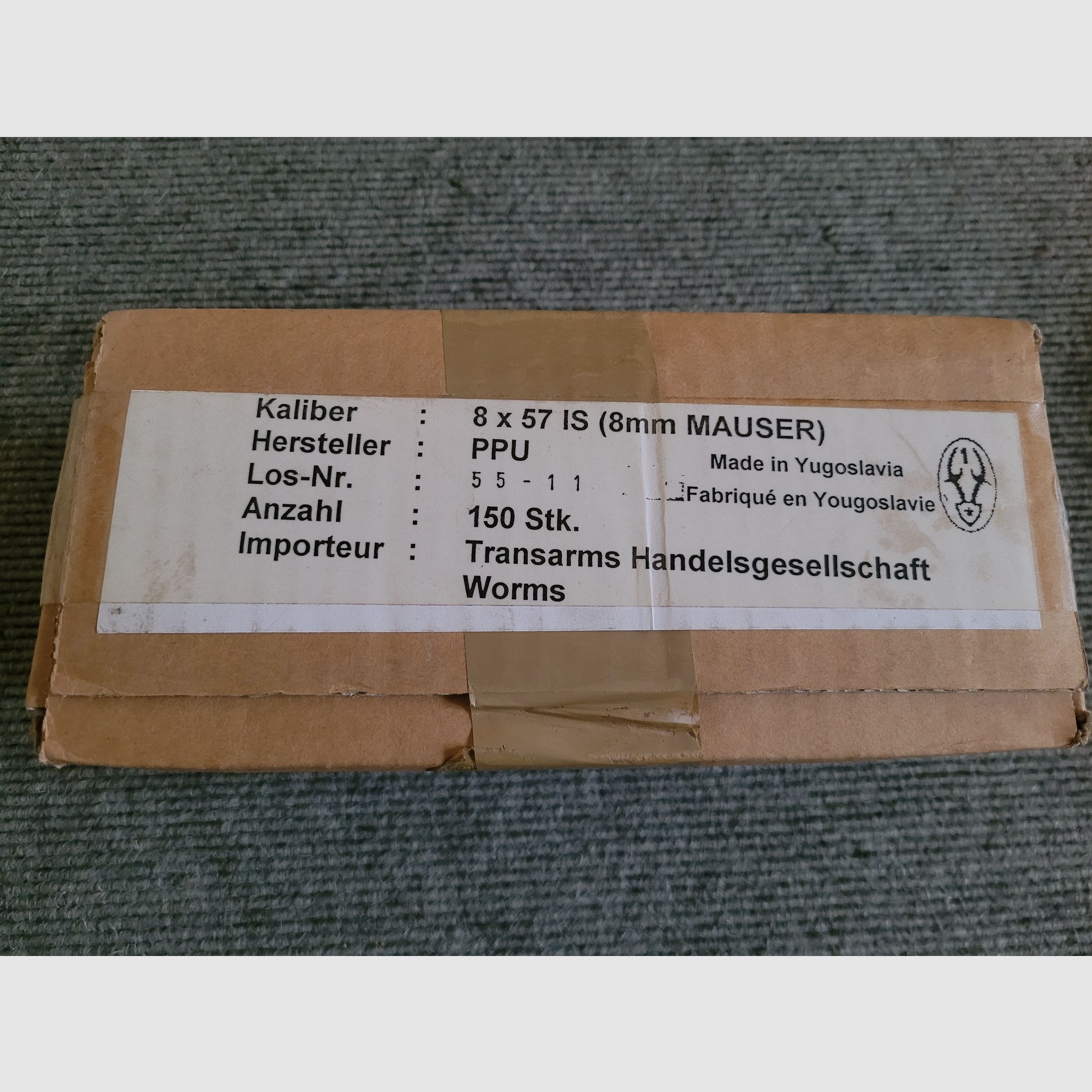 1050 Schuss VM FMJ 8x57 IS 8mm Mauser von PPU "Made in Yugoslavia"