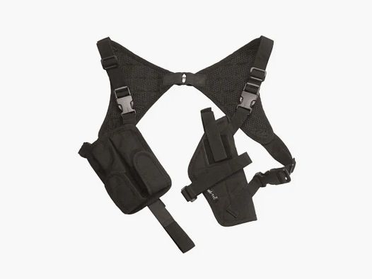 Shoulder holster, color: black, right and left-handed + magazine pouch, Cordura fabric