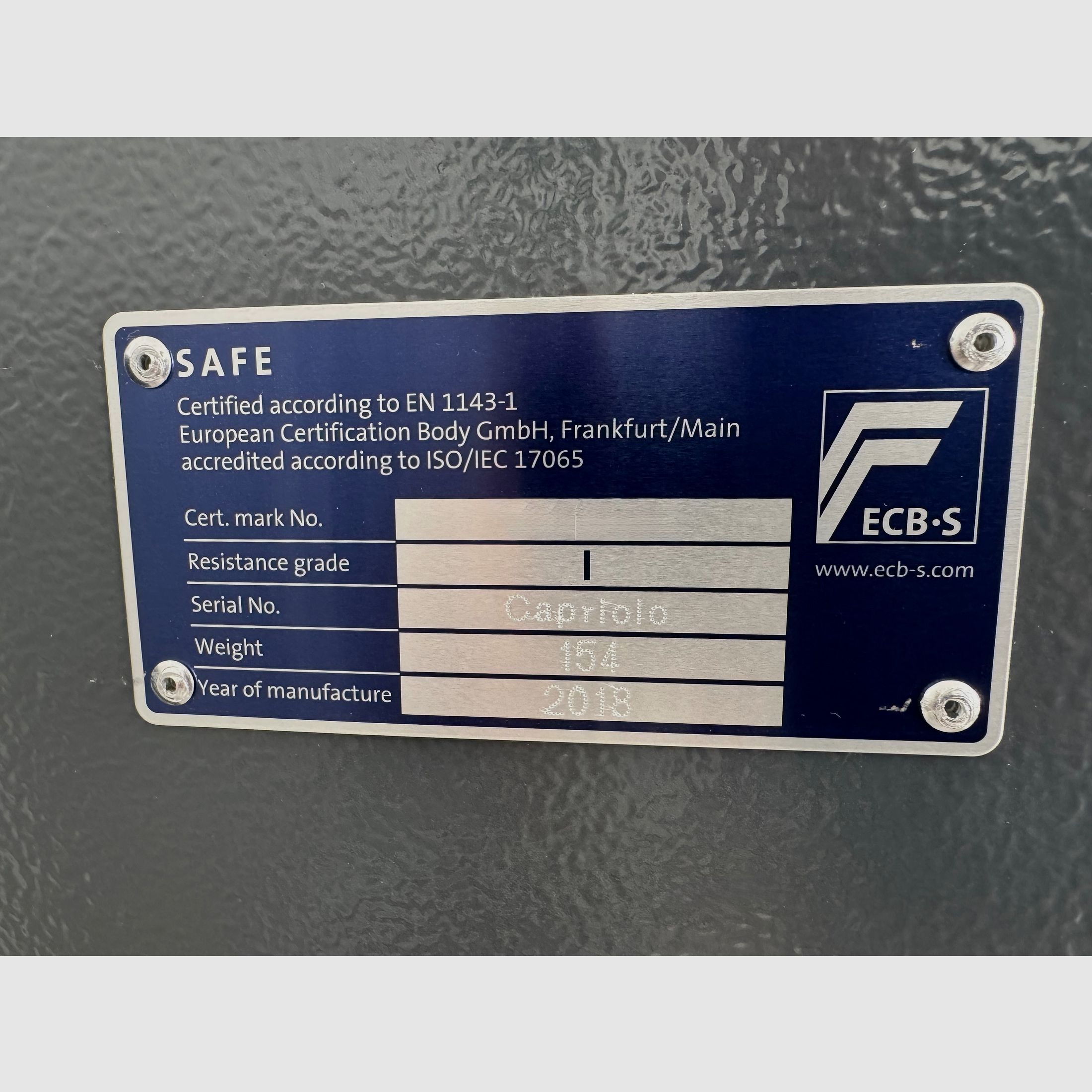 Coffre-fort Tresor Waffenschrank Gun Safe 1-4 Classe de combinaison 1 avec code mural combinaison B-30