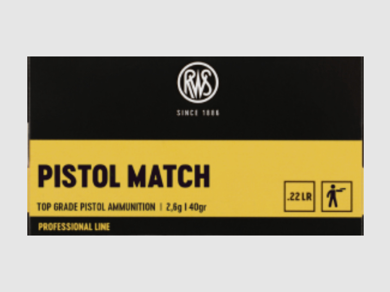 RWS 2132443 PISTOLA MATCH .22lr Munición de Pistol Top Grade 2,6g 40gr Línea Profesional