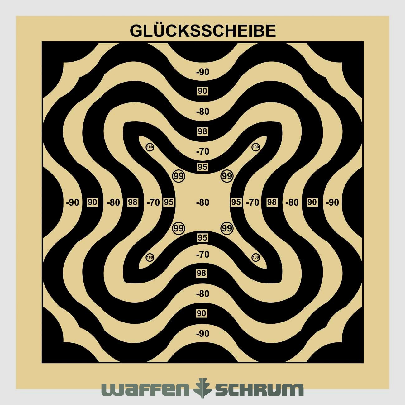 Brązowa sieć dysku szczęścia Wzór falowy 14² z dodatkowymi pierścieniami plus i minus Format: 14x14cm