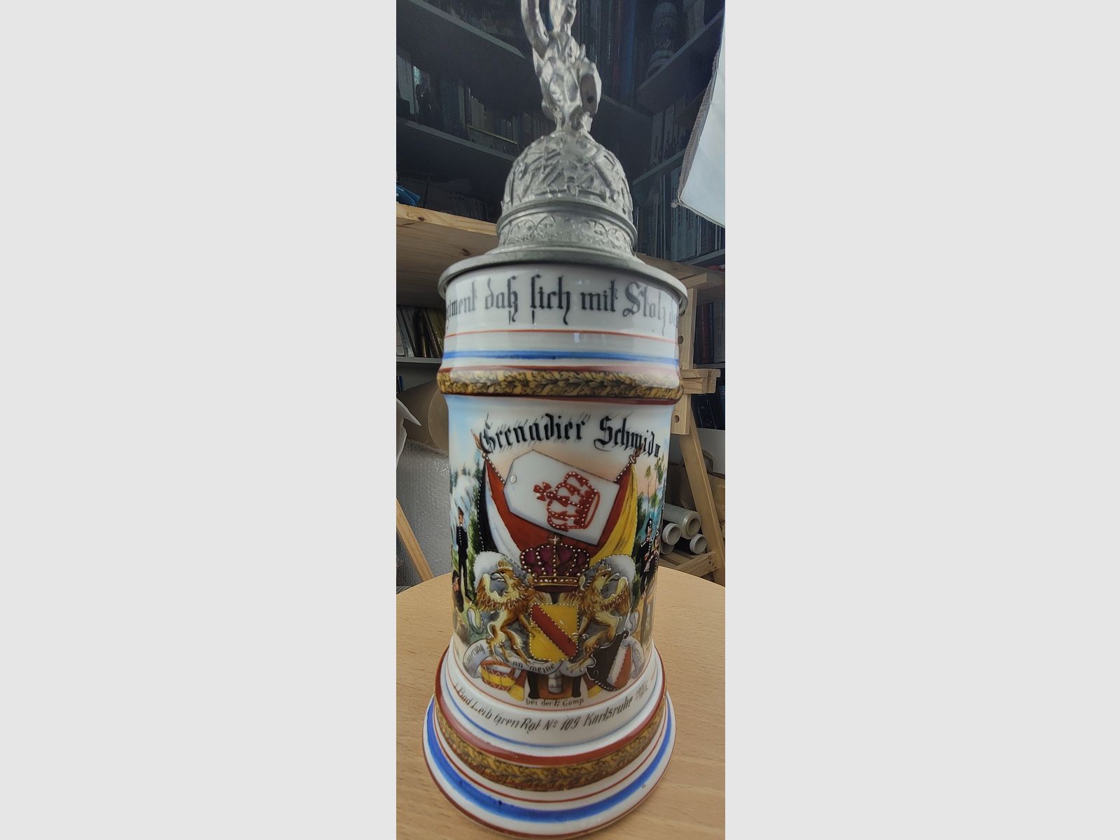 Schöne Reservistenkrug – 1. Grenadier der Badischen Garde – 1900/1902 – Lithophanie – Top Zustand!, Bild 2 von 17