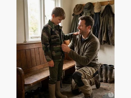 Veste chasse fermeture glissière coton polyester camo 6 à 16 ans