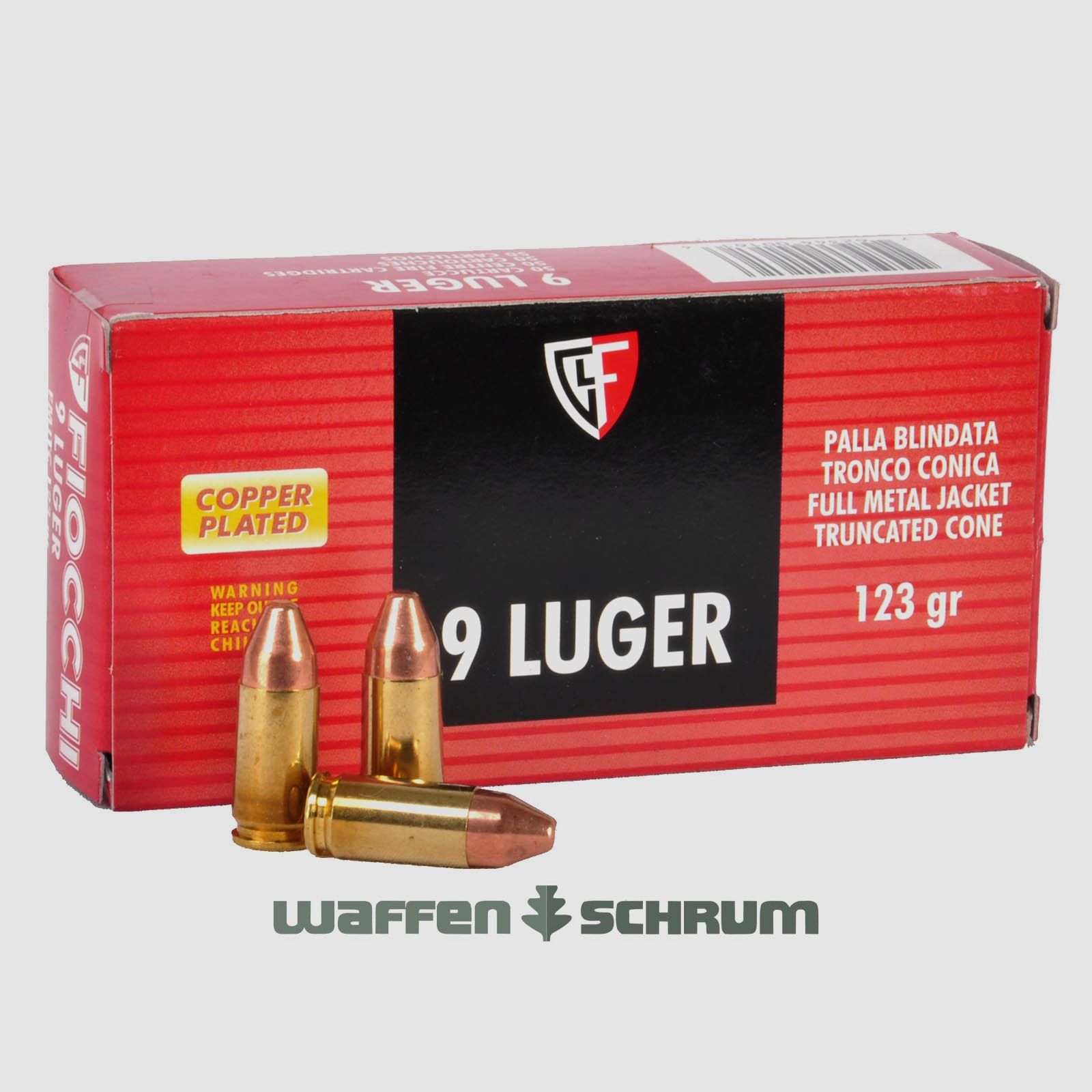 Fiocchi 9mmLuger Vollmantel 8,0g -123gr.