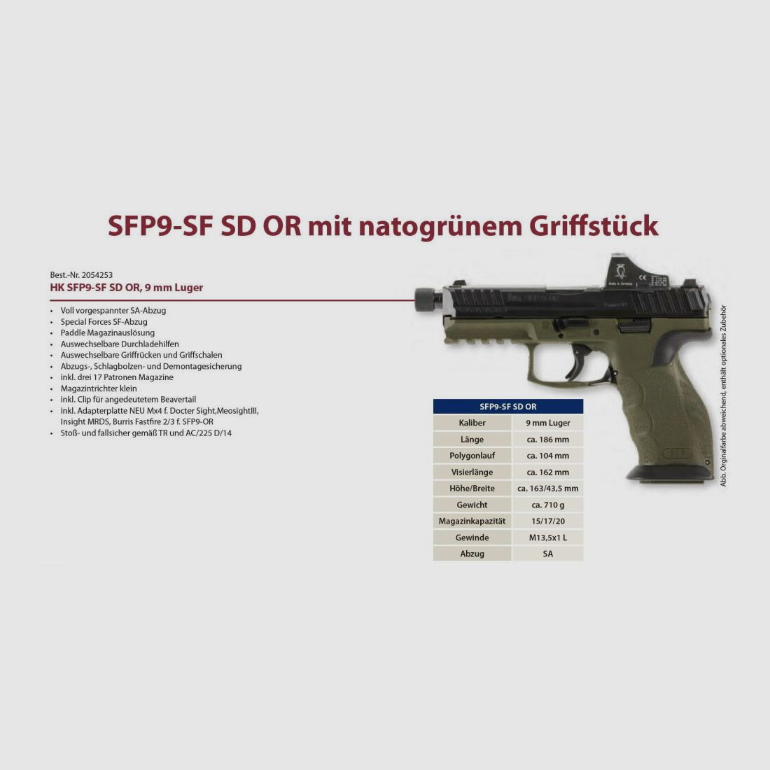 Heckler & Koch Mod. SFP9-SF-SD OR
