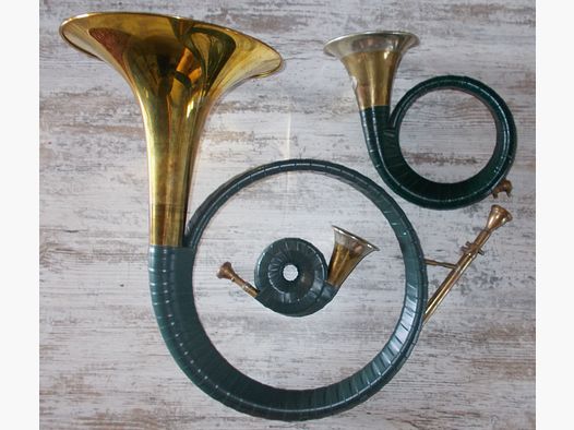 3x hunting horn pocket hunting horn Fürst Pless ALT from estate