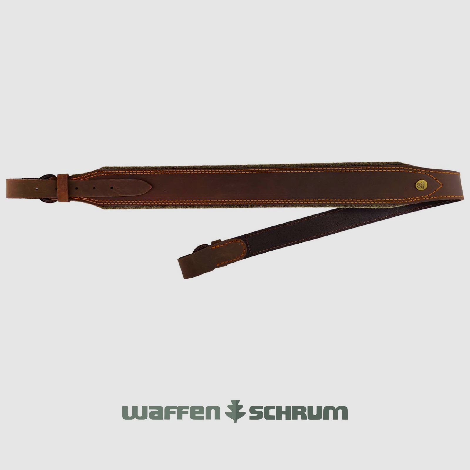 AKAH Gewehrriemen Leder - Braun Pull-Up-Effekt 50MM Filzunterlage