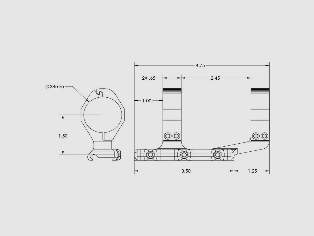 AERO PRECISION AR15 ULTRALIGHT MOUNT 34 MM EXTEND BLACK, image 3 of 3