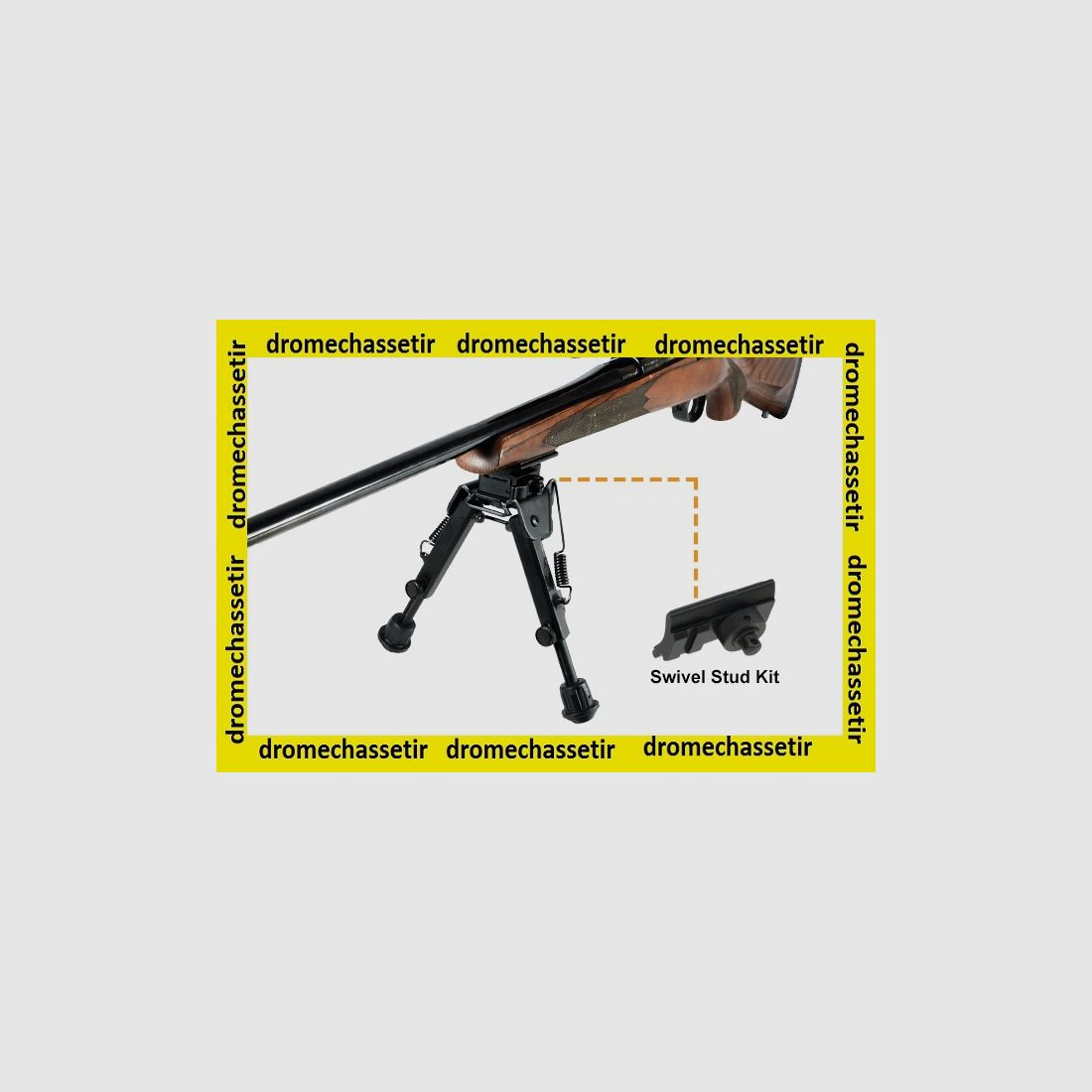 Bipiede UTG con rail Picatinny e attacco per granate, altezza da 15,5 cm a 20,3 cm, piede quadrato, nero, immagine 2 di 3