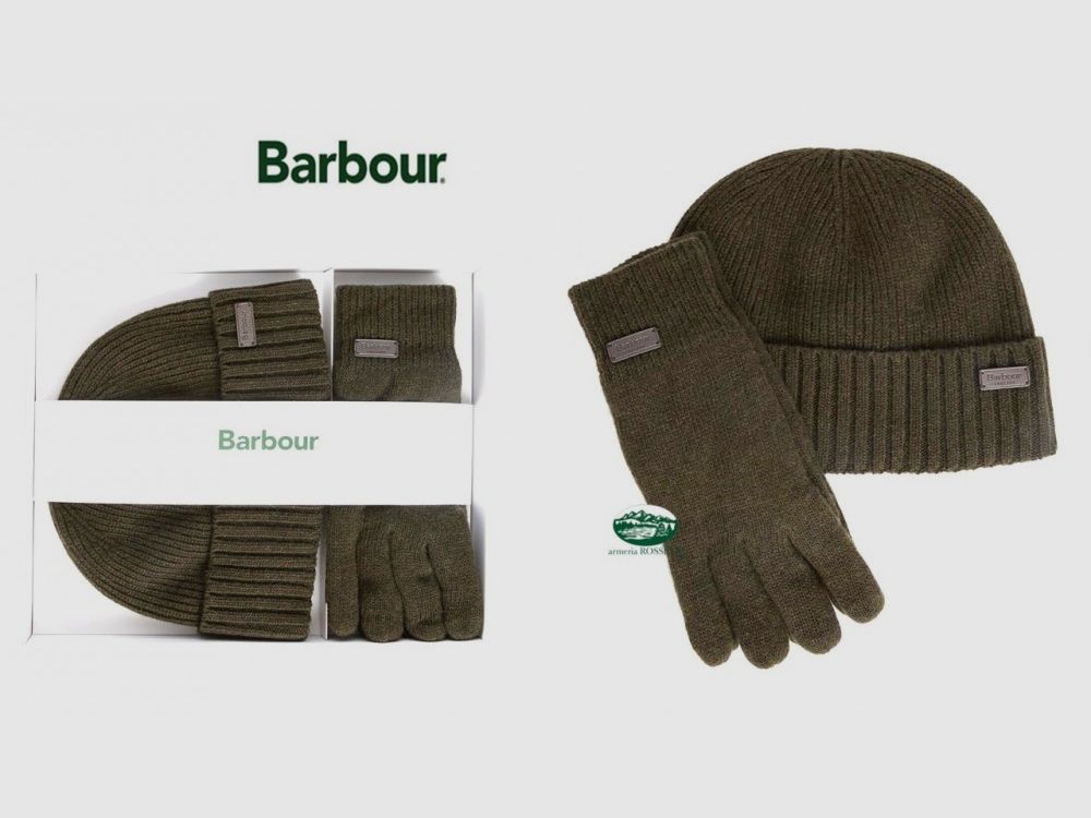BARBOUR Set Hut und Handschuhe Carlton grün