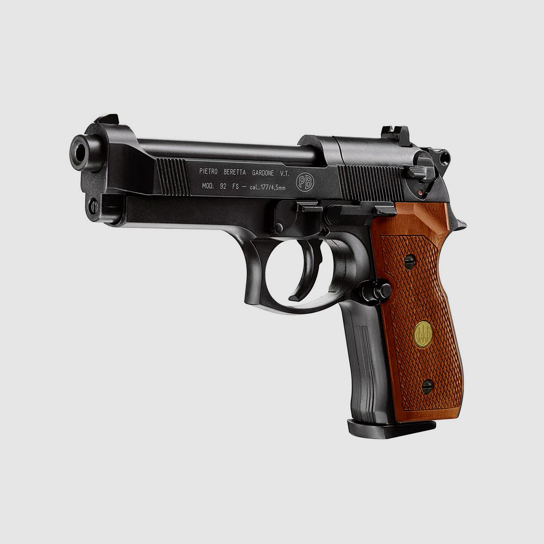 CO2 Pistole Beretta M 92 FS schwarz Holzgriffschalen Kaliber 4,5 mm (P18)