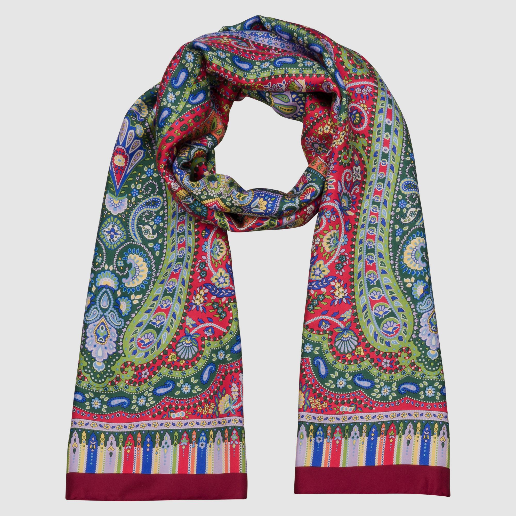 Sciarpa in ricco colore rosso scuro in puro twill di seta, immagine 1 di 3