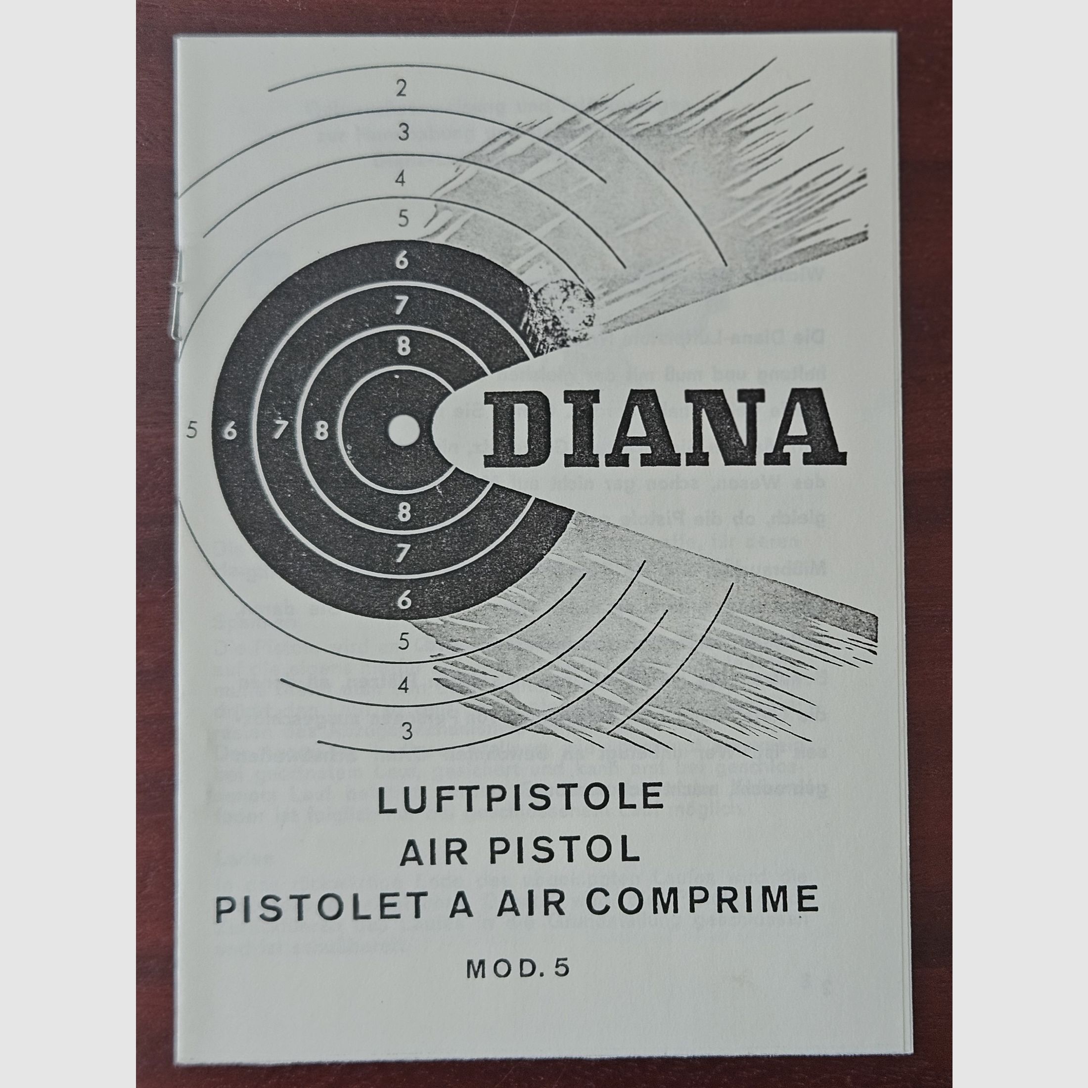 Istruzioni per l'uso della Diana Luftpistole 5 come ristampa