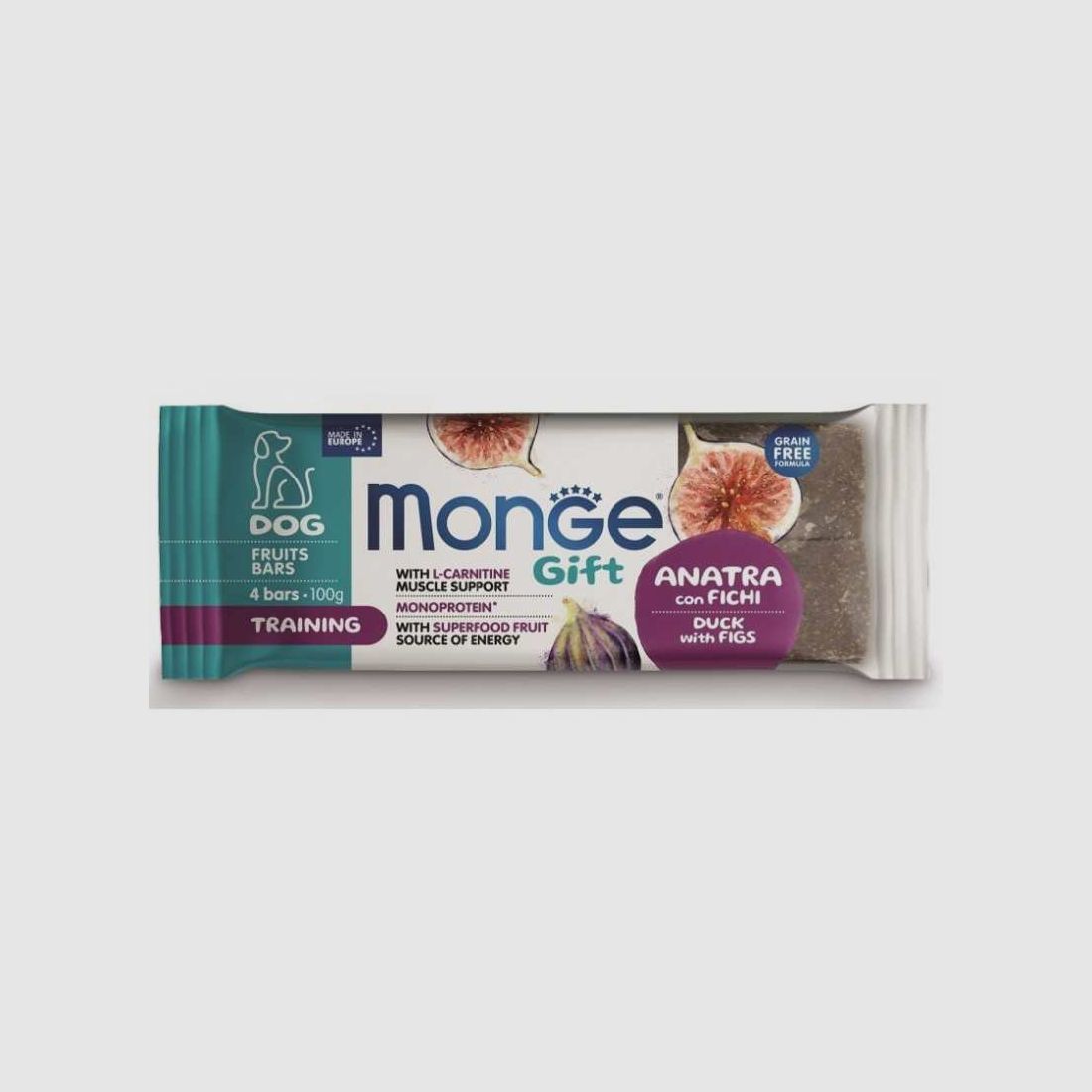 Barretta Monge Geschenk Früchte Riegel für Hunde mit Ente und Feigen 4 Stk