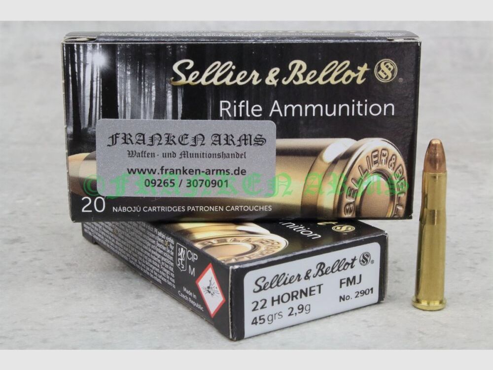 Sellier&Bellot .22 Hornet Vollmantel 45gr. 2,9g 20Stück