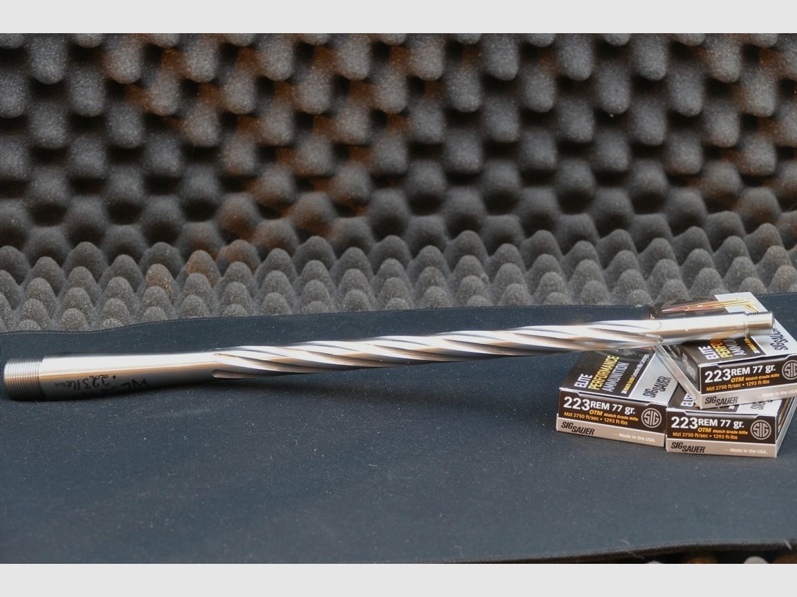 Lothar Walther Custom Lauf mit Matchbehandlung und Helical Flutung in Edelstahl, .223Rem, Drall 9/1