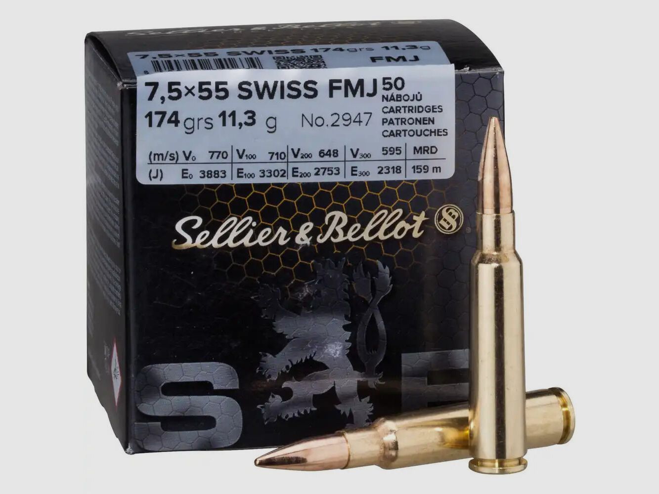 Sellier & Bellot FMJ BT 11.3g/174grs at 50 7.5x55
