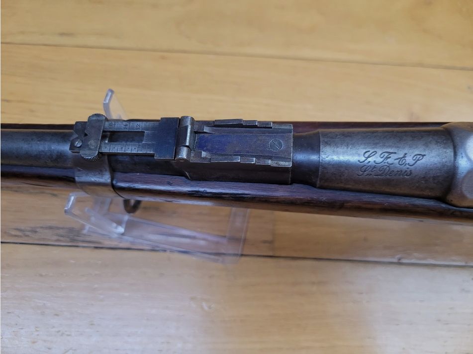 Rara carabina Mauser-Daudeteau 1871/94 – Calibro originale 6,5x54R – Arma regolamentare dell'esercito uruguaiano – 5.000 esemplari – Legno e marchi impeccabili – Tutto con numero corrispondente tranne una vite – Canne nuova e rara bacchetta originale – TBE++, immagine 16 di 26