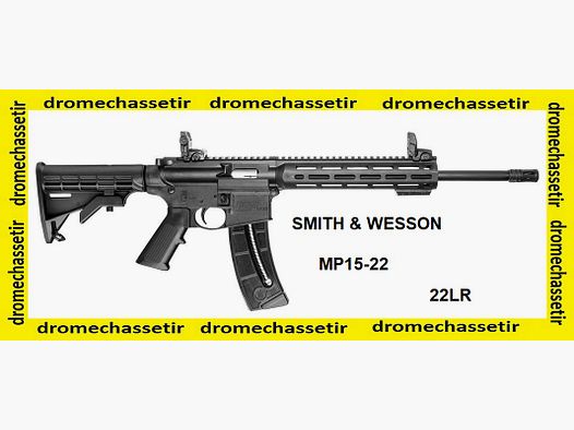 carabine Smith & Wesson MP15-22, cal 22lr, chargeur 25 cartouches, garde main M-LOK, noir, 10208