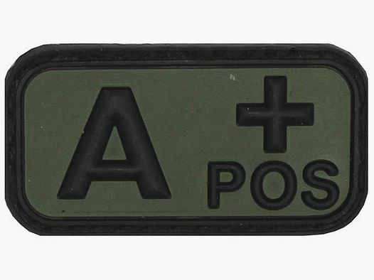 Klettabzeichen, schwarz/oliv, Blutgruppe "A POS", 3D