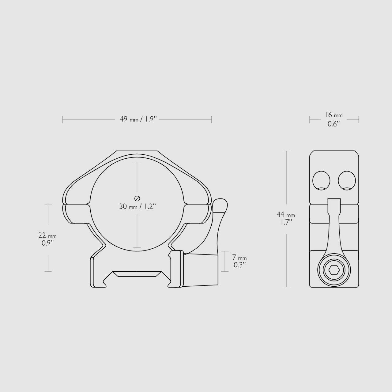 HAWKE visor telescópico, montaje de acero Weaver Medium – palanca, visor telescópico de 30 mm de diámetro, imagen 2 de 2