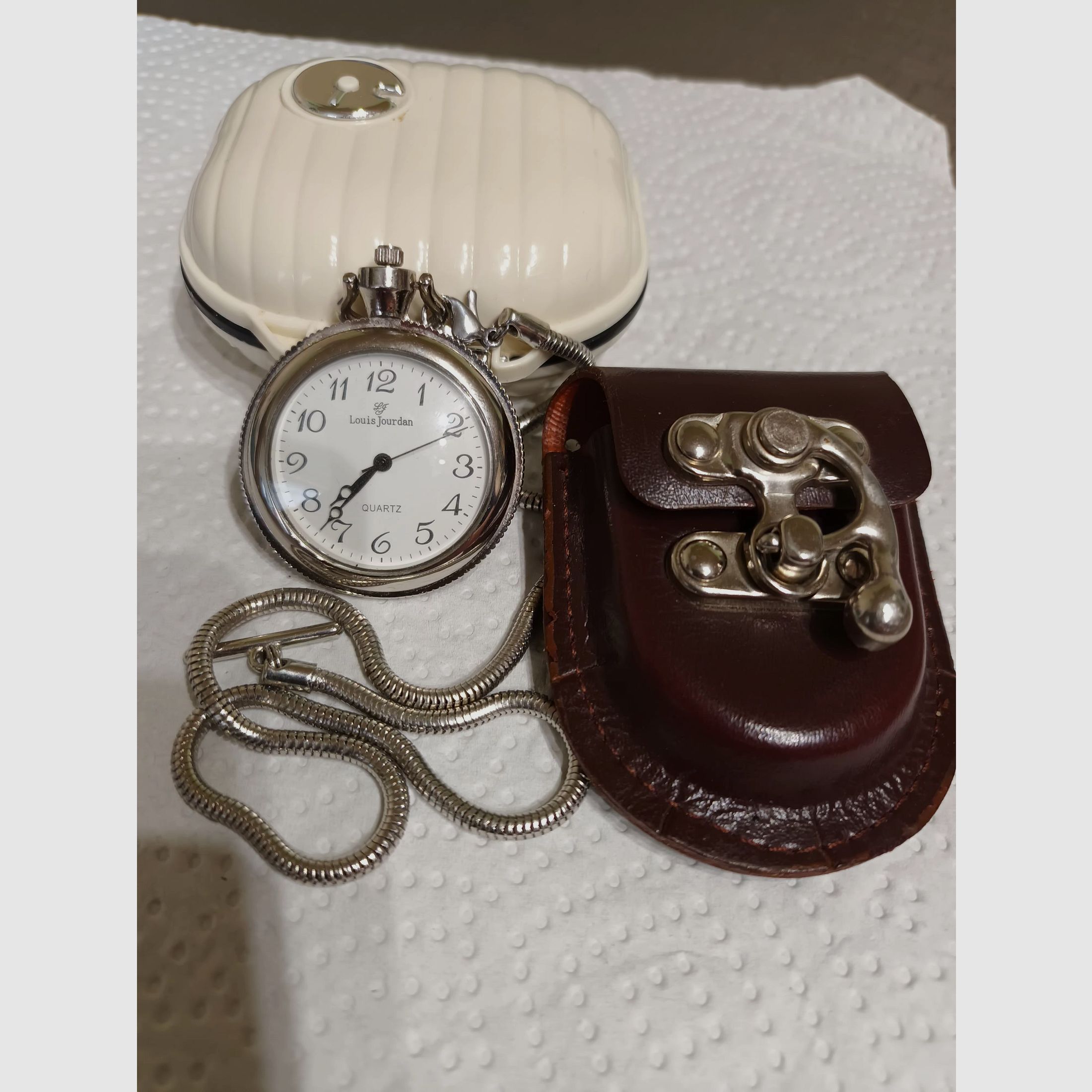 Zakhorloge van Louis Jordan met leren etui