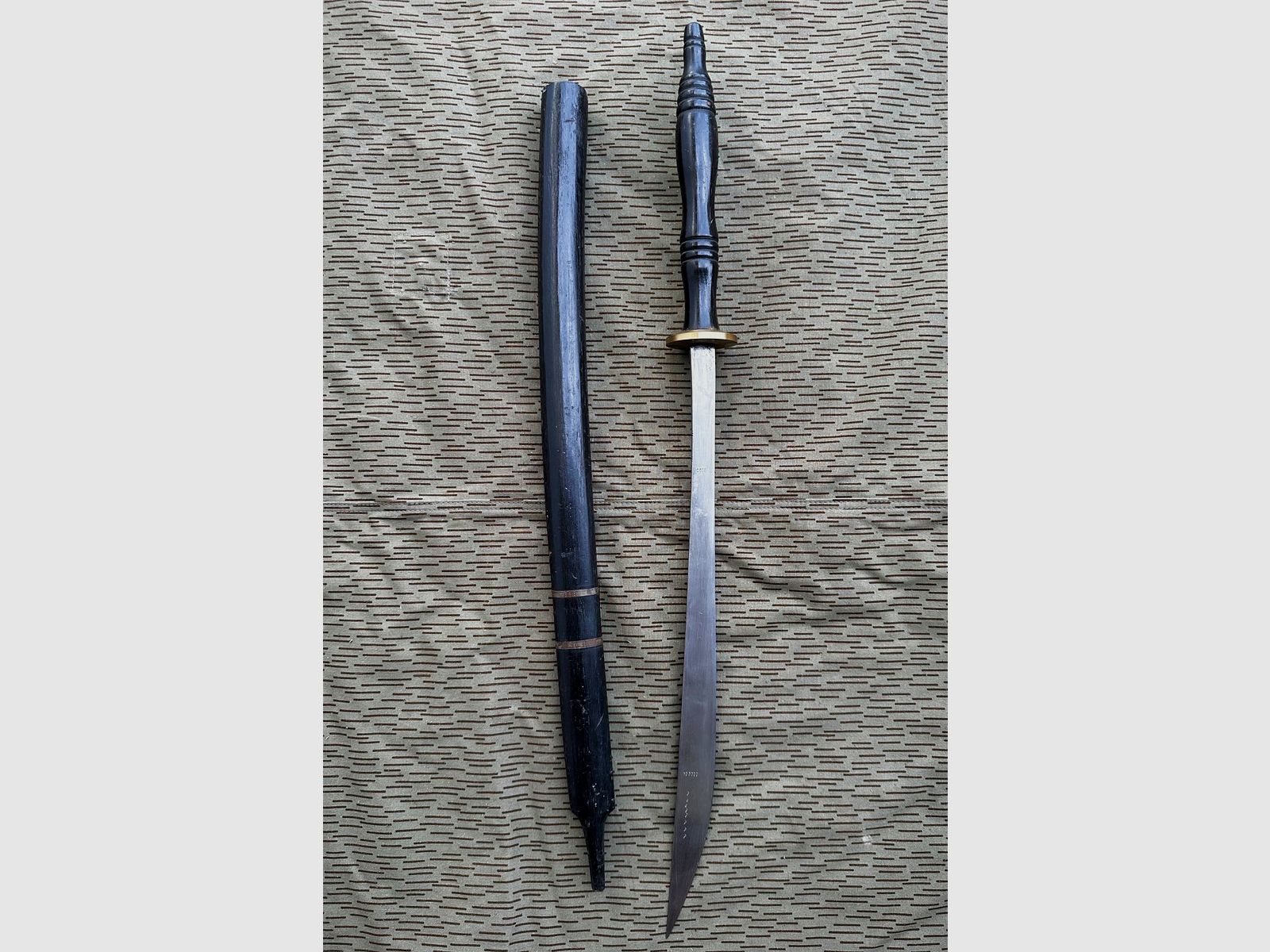 Schwert Dha Burma Asian Fighting Sword Wooden Sheath Antique