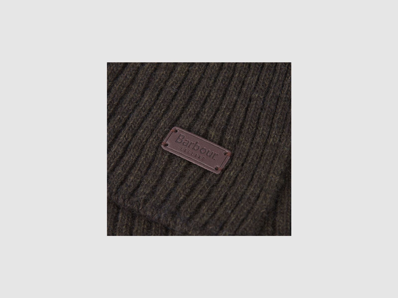 BARBOUR Gładki Wełniany Szalik Oliwkowy