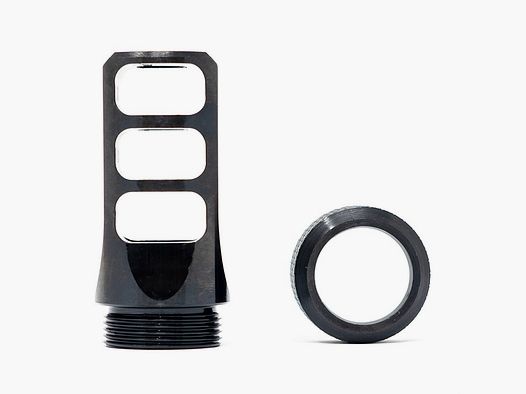 FAXON FIREARMS 3 PORT FAXON FIREARMS MUZZLOK 8.6 BLACKOUT 3-PORT MUZZLE BRAKE M18X1.5 THREADS BLK