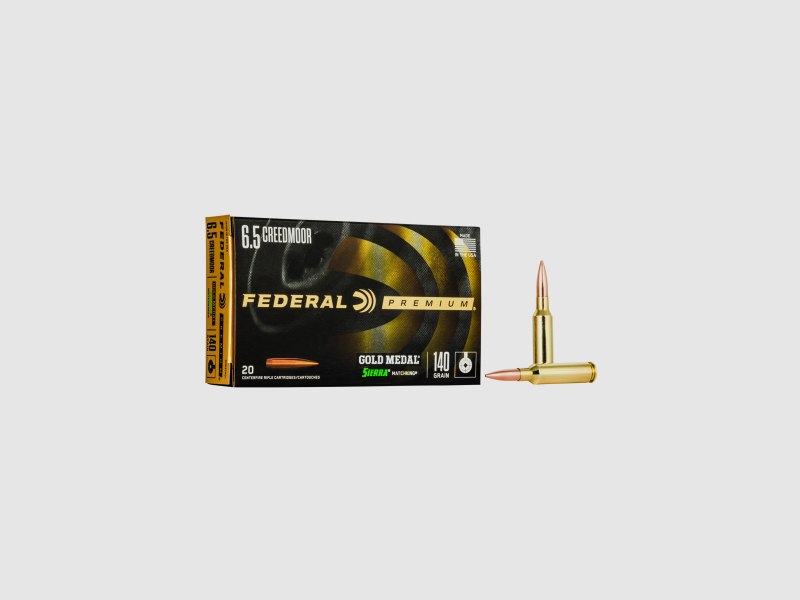 Federal Büchsenmunition Gold Medal 6,5 mm Creedmoor 9,1 g / 140 gr Sierra Matchking Boat Tail Hollow Point