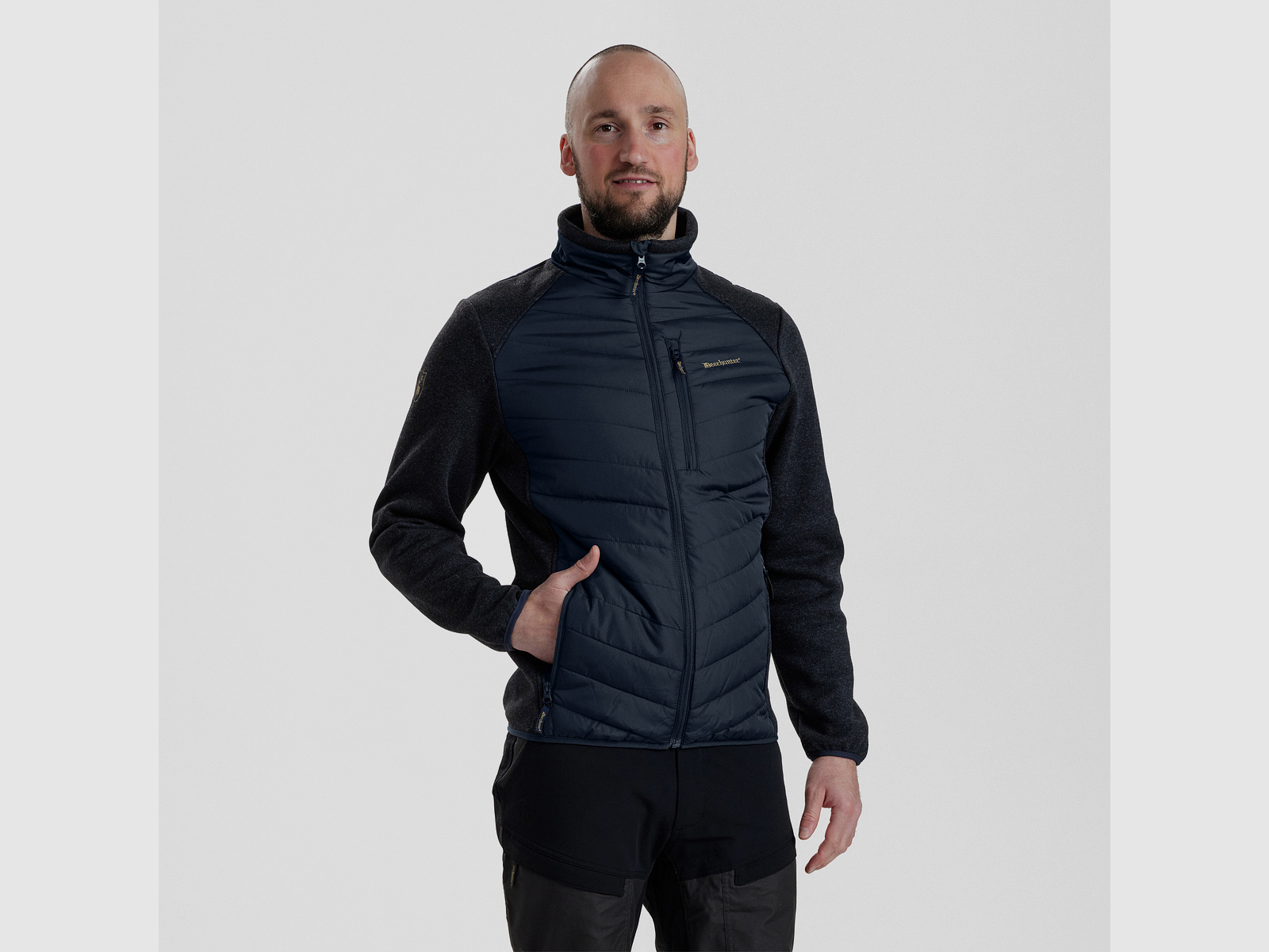 Moor Padded Jacket with Knit - Dark Blue - Size: 3XL