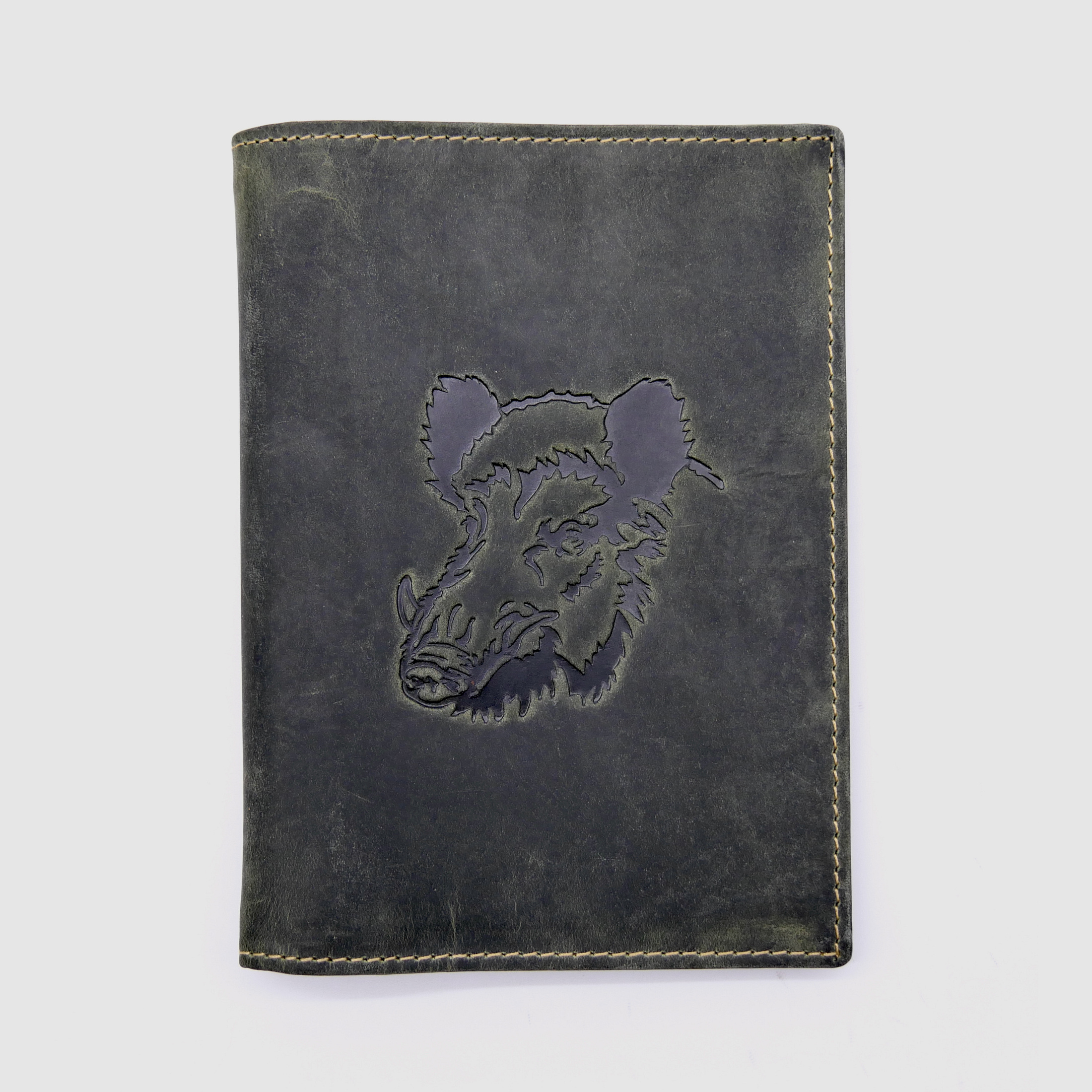 Greenburry leather hunting license folder ID folder case wild boar olive 328B-wildboar-30