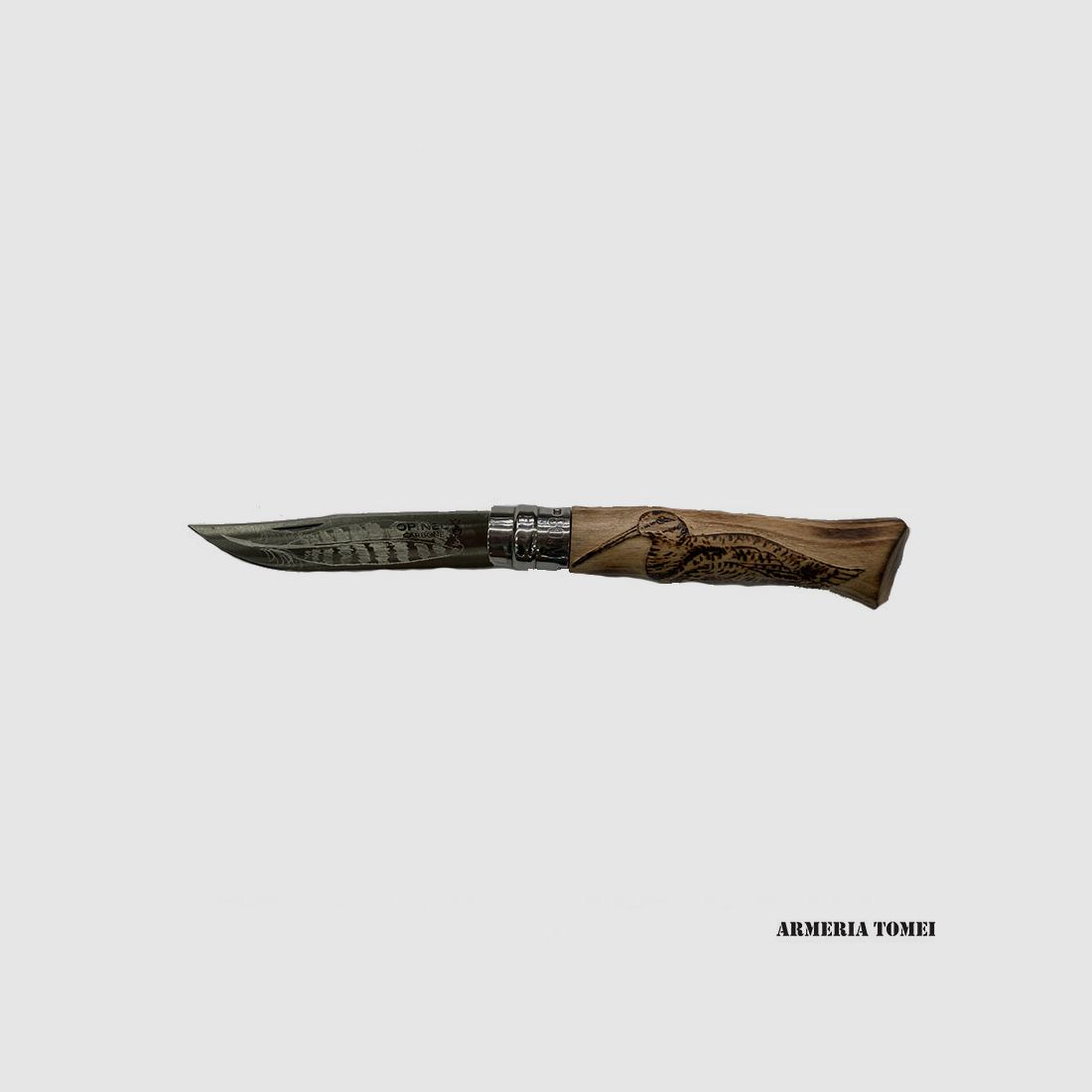 Messer – Opinel – N.8 Carbonstahl mit Design – Schnepfe – Handgefertigt, Bild 2 von 2