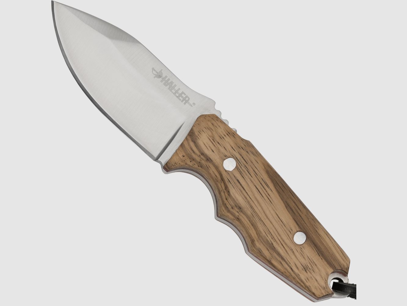 Cuchillo de outdoor con mango de madera de zebra, cuchillo pequeño con funda de cuero