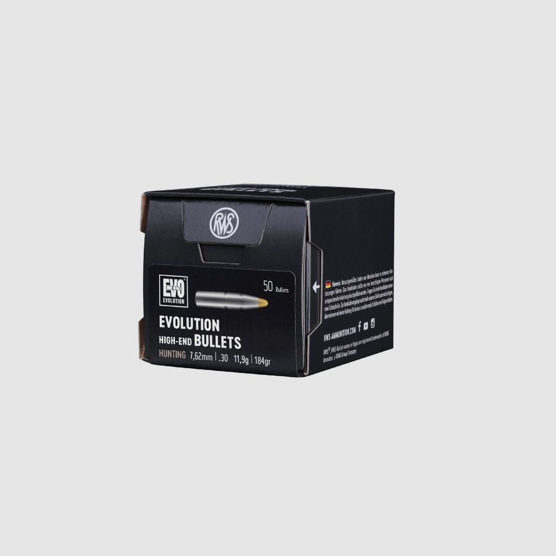 RWS Bullets EVOLUTION .30/7.62mm 11.9g/184gr – 50 pcs