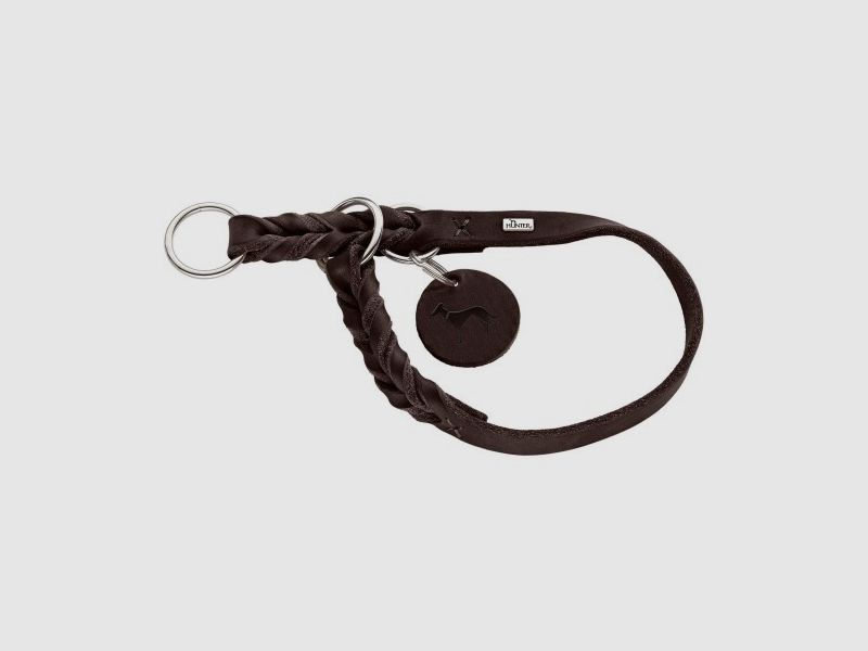 Collier de dressage Hunter Solid Education en cuir/marron foncé – Taille : M/L