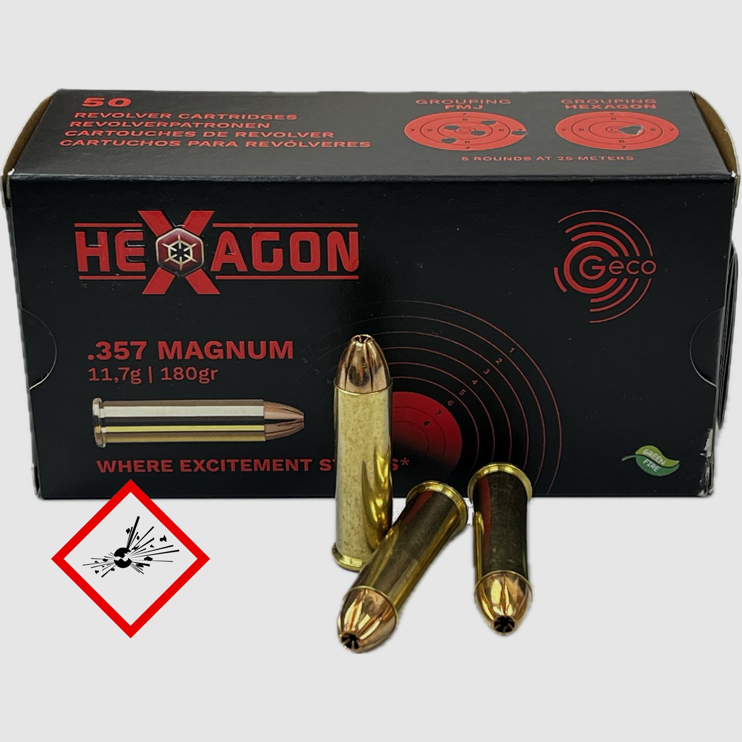 Geco Hexagon revolver cartridge .357 Mag 180grs