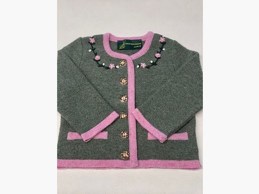 Cárdigan infantil de lana merina en verde salvia